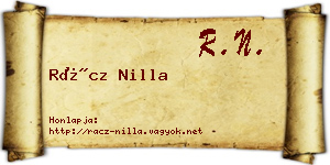 Rácz Nilla névjegykártya