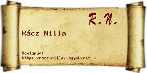 Rácz Nilla névjegykártya